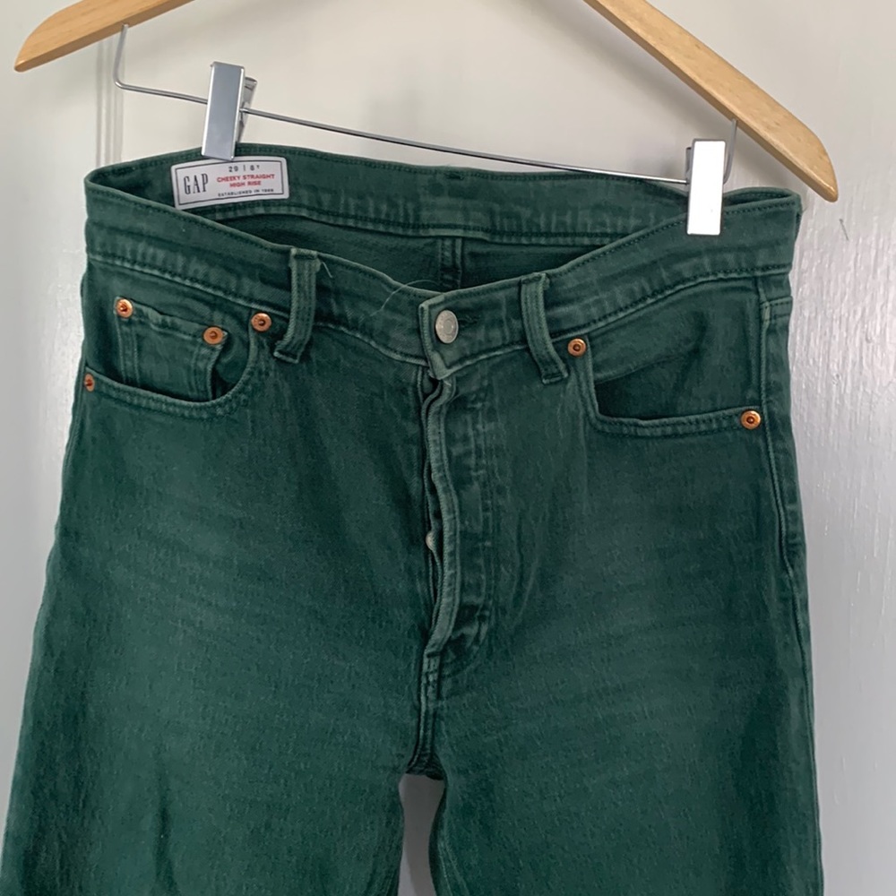 Gap Cheeky Straight High Rise jeans dark green 8 TALL
